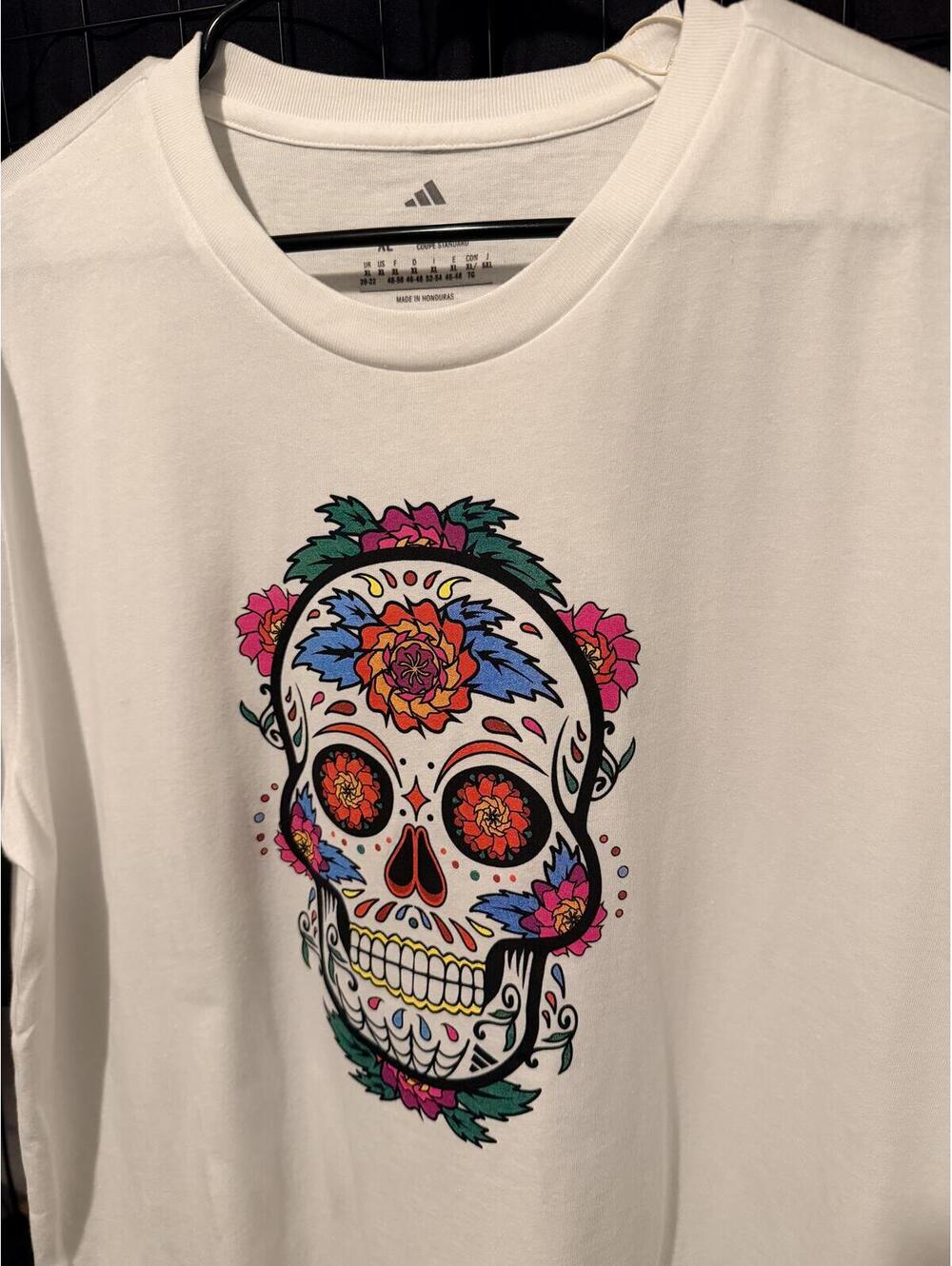 Adidas XL White Calavera Skull Tee NWT